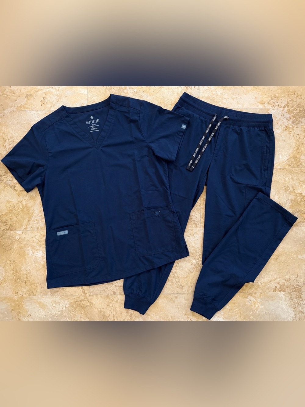 MedCouture Touch Navy Blue Scrub Set Size Medium M Jogger Pants & Top